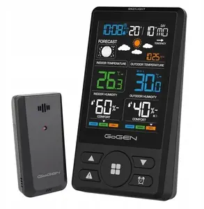 Alarm clock weather station GoGen GOG-ME1250B — black, animated weather forecast, battery and mains power, Wi‑Fi, smart features