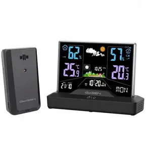 Weather station GoGen GOG-ME2000 with animated forecast, mains powered, alarm and calendar, black