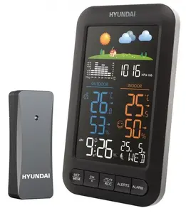 Weather station HYUNDAI HY-WS5110 – black, animated forecast, battery and mains power, alarm, calendar