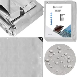 Садовый тент Springos 6x8 м 130 г/м² полиэтиленовый усиленный с алюминиевыми люверсами, серый