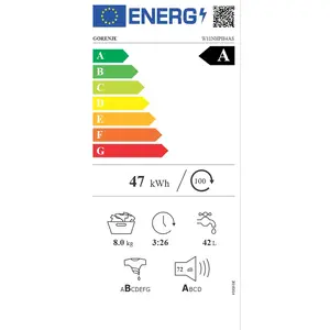 Стиральная машина Gorenje W11NHPI84AS — фронтальная, 11 кг, инверторный мотор, отжим 1400 об/мин