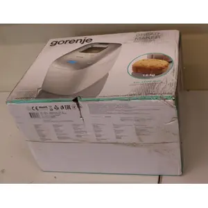 Bread maker Gorenje BM1600WG — 850 W, 16 programs, LCD, 1.6 kg max, White/Silver, 3 loaf sizes (damaged packaging)