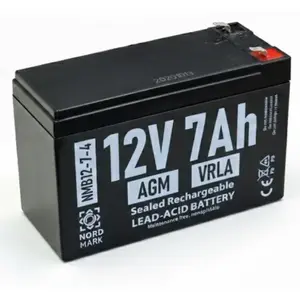 Герметичный аккумулятор AGM VRLA NORDMARK 12V 7Ah с клеммами T1 (4,75 мм)