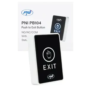 PNI PB104 access touch switch, surface-mount, NO/NC/COM contacts, 12V/24V DC, status LED, metal