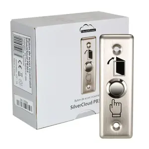 Built-in access button PNI SilverCloud PB303, NO/COM output contact, max 12V/24V 3A, stainless steel