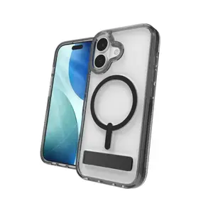 Protective snap-on kickstand case Zagg Santa Cruz for Apple iPhone 17 — cover, desktop stand, fits 16 cm (6.3") screen, Jet Black