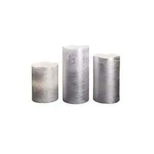 LED candle set Solight 3 pcs — heights 10/13/16 cm, silver, battery-powered (3×AAA)