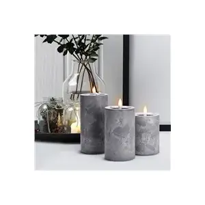 LED candle set Solight 3 pcs with timer, heights 10/13/15 cm, grey, battery-powered (2×AA)