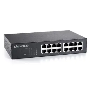 Devolo 7235 Unmanaged Gigabit Ethernet Network Switch with 16 RJ-45 Ports 1U Black