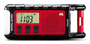 Радиоприемник с ручным генератором Midland ER 300 Pro с аккумулятором 10000 мАч литий-ионным USB Type-C дисплеем черно-красный