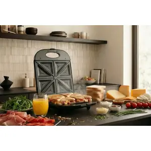 Sandwich maker PROMIS STP 25 XXL, 4-toasts, 1400 W, grey, cool-touch handle