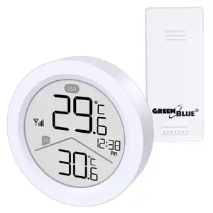 Беспроводная метеостанция GreenBlue GB162 — внутренняя/уличная температура, часы, °C/°F выбор, внешний датчик, дальность до 60 м
