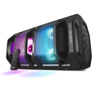 Портативная колонка SVEN PS-670 Black — 2.0, 65 Вт RMS, 45–22000 Гц, Bluetooth, FM, USB, Micro SD, AUX, 11 ч автономии