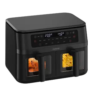Dual hot air fryer SALENTE DoubleAir, 11 L capacity, black, dual-chamber convection