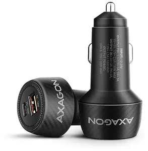 Автомобильное зарядное AXAGON PWC-PQ48, 48 Вт, USB-C (PD3.0) + USB-A (QC4+), вход 12–24 В, черное