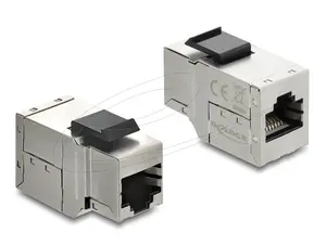 Кистоун-модуль DELOCK 90835, плоский RJ-45, серебристо-черный, 16.2×35.9×19.6 мм