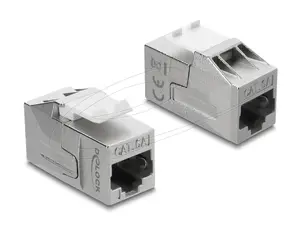 Keystone module DELOCK 91122 — flat RJ-45 insert, silver/white, 16×32.8×20 mm