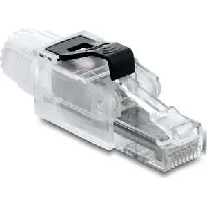 DELOCK RJ45 plug field-terminable Cat.6A unshielded transparent/black (91127)