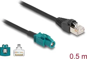 DELOCK networking cable 91371 — HSD Z to RJ‑45, gold‑plated contacts, 0.5 m, black