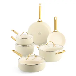 Cookware set GreenPan Padova Reserve 10 pcs, aluminium, cream – 3 saucepans Ø18/20/24 cm, 2 frying pans