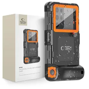 Smartphone Waterproof Case Tech-Protect model 25423-0 IPX8 for 4.7–6.7" devices, black/orange