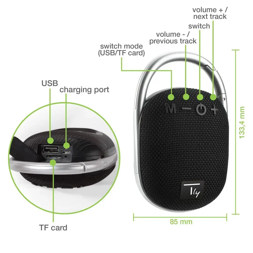 TECHLY ICASBL321BK портативная моно-колонка Photo 4