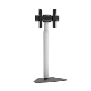 Floor TV Stand TECHLY for 32"–65" TVs, 40 kg, VESA 400x200–600x400, height 1335–1935 mm, 90° rotation, black/silver