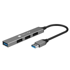 Док-репликатор/USB-концентратор для ноутбука TECHLY IUSB32-HUB4A-3U2SLS USB 3.2 Gen 1 (Type-A), серый, металл, 5 Гбит/с