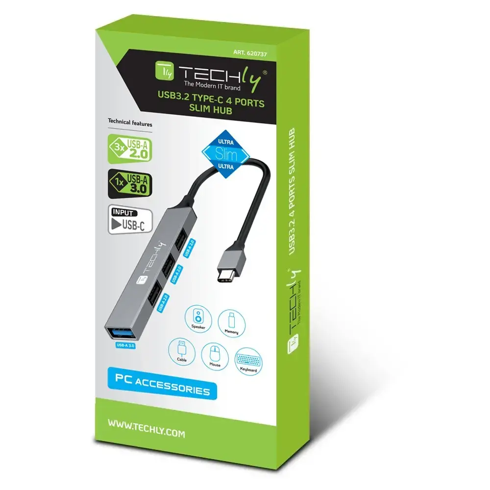 TECHLY IUSB32-HUB4C-3U2SLS USB Type-C док для ноутбука Photo 2