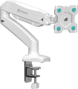 ONKRON G80 White Desk Monitor Mount for 13 to 32 Inch Screens up to 8 kg with Clamp and Grommet VESA 75x75 to 100x100 Height Adjustment