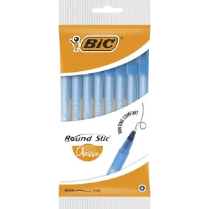 Ballpoint pen BIC Round Stick blue, pack pouch of 8 (MPN 928497)