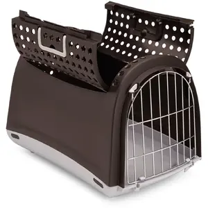 Pet carrier Springos Linus Cabrio for dog/cat, black, 50×32×34.5 cm