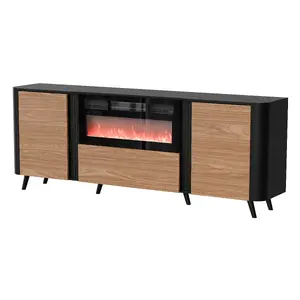 Комод cama meble Volare 200 x 39 x 75 см, черный/орех, ламинированная ДСП, с камином
