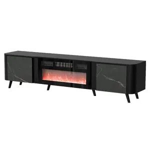 ТВ-тумба Cama Meble Volare 200 x 39 x 49 см, black/san sebastian с электрокамином