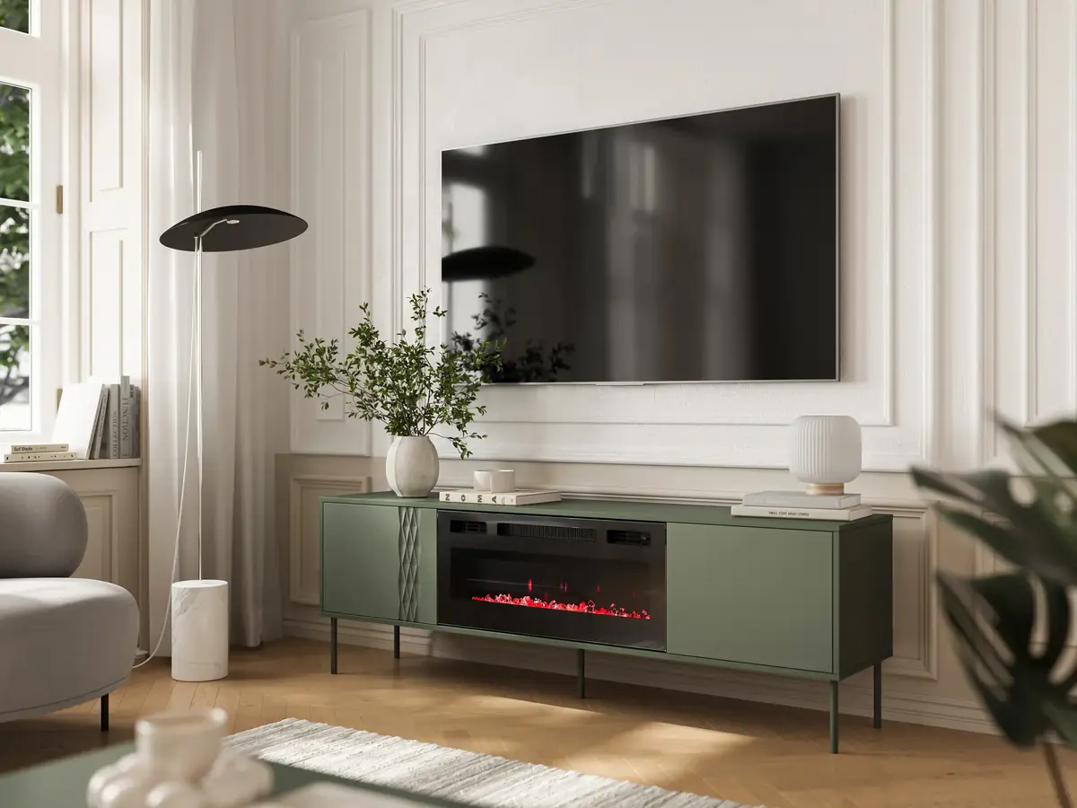 TV skapis ar kamīnu Cama Meble TRESSE 180x40x54.5 Photo 4