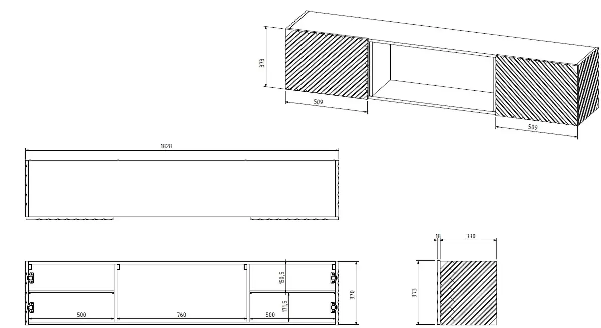 TV skapis Cama Meble LARA 183x35x37 cm Photo 4