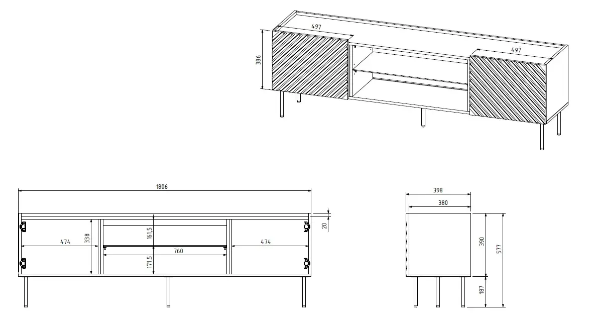 TV galds Cama Meble ONDA 180,5×40×58 cm Photo 4