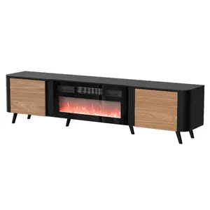ТВ-тумба Cama Meble Volare 200 x 39 x 49 см черный/орех с камином