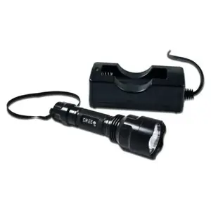Ручной фонарь Synergy21 S21-LED-000266 — LED, металлический корпус, лампа 3.7 В, аккумулятор 2400 мAh, 145 мм, черный