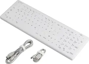 Keyboard Renkforce RF-WPIK-500 USB Hygiene Keyboard German QWERTZ White Silicone Membrane IP65 Removable Cable Quiet Keys