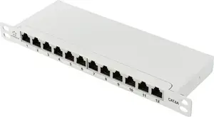 Patch panel Renkforce RF-4996628 12‑port 254 mm, CAT6a, 0.5 HE, populated, grey