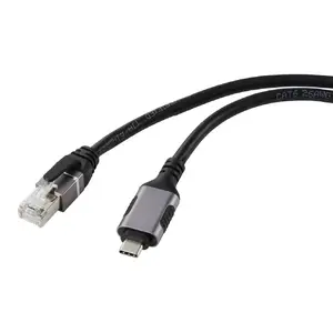 Cable gender changer Renkforce RF-6055782 USB-C to RJ45, round cable, 5 m, black