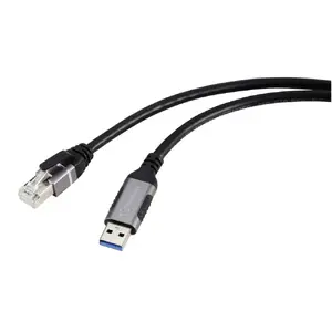 Cable gender changer Renkforce RF-6055784 — USB-A to RJ45, round 1.8 m, black/grey