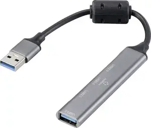 USB hub Renkforce RF-6250246 — 3+1 Port USB-A, USB 2.0, 480 MBit/s, aluminium housing, black
