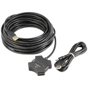 Кабель USB 2.0 Renkforce RF-6270930, USB A → 4× USB A, 10 м, позолоченные контакты, чёрный
