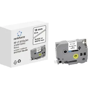 Ленточка для этикеток Renkforce RF-6027518, непрерывная TZe, черный на белом, 18 мм × 8 м, постоянный акриловый клей
