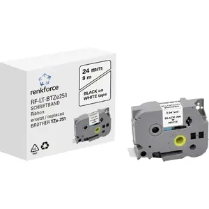 Label tape Renkforce RF-6027530 — continuous TZe, black on white, 24 mm x 8 m, permanent acrylic adhesive