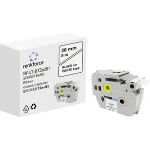 Label-making tape Renkforce RF-6027800 — Black on white, permanent acrylic adhesive, continuous, 36 mm × 8 m