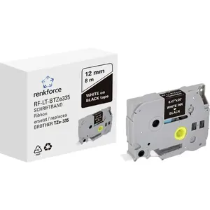 Etiķešu lente Renkforce RF-6027808 balts uz melna, nepārtraukta, 12 mm x 8 m, pastāvīgais akrilāta līme