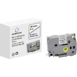 Marķēšanas lente Renkforce RF-6027816 — melns uz caurspīdīga, pastāvīgais akrila līmējums, nepārtraukta, 18 mm × 8 m